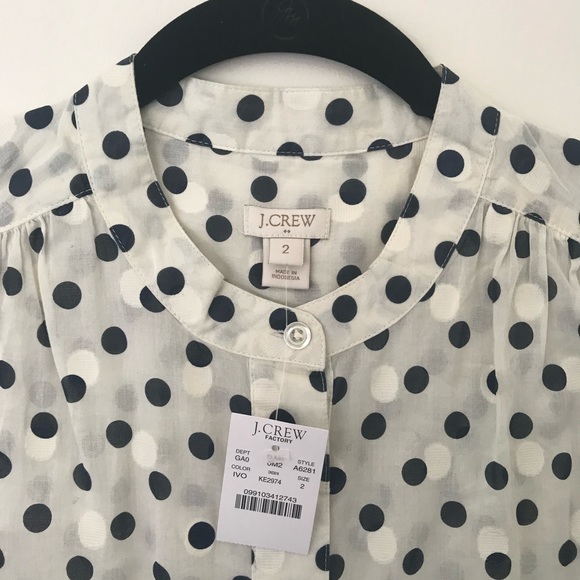 NWT J. Crew Factory black and white polka dot top - Picture 3 of 8